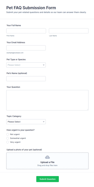 Pet FAQ Submission Form Template