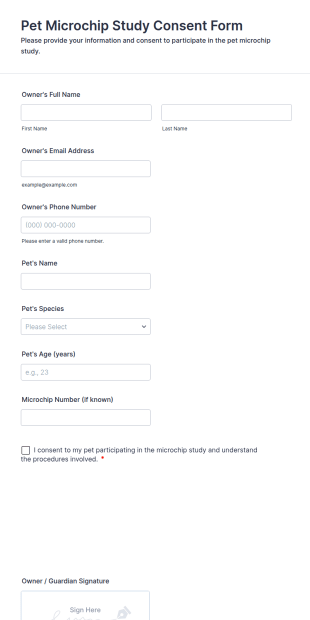 Pet Microchip Study Consent Form Template
