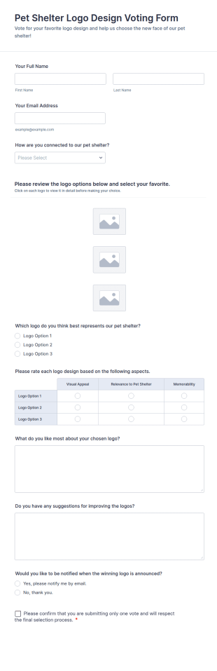 Pet Shelter Logo Design Voting Form Template