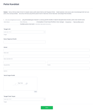 Petisi Kandidat Form Template