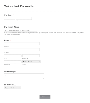 Petitie Inschrijfformulier Form Template