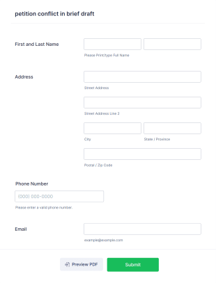 Petition Conflict In Brief Draft Form Template