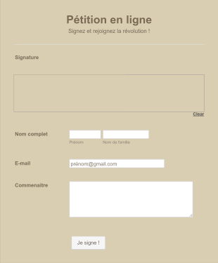 Pétition En Ligne Form Template
