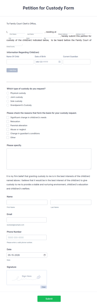 Petition For Custody Form Template