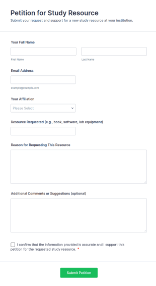 Petition For Study Resource Form Template