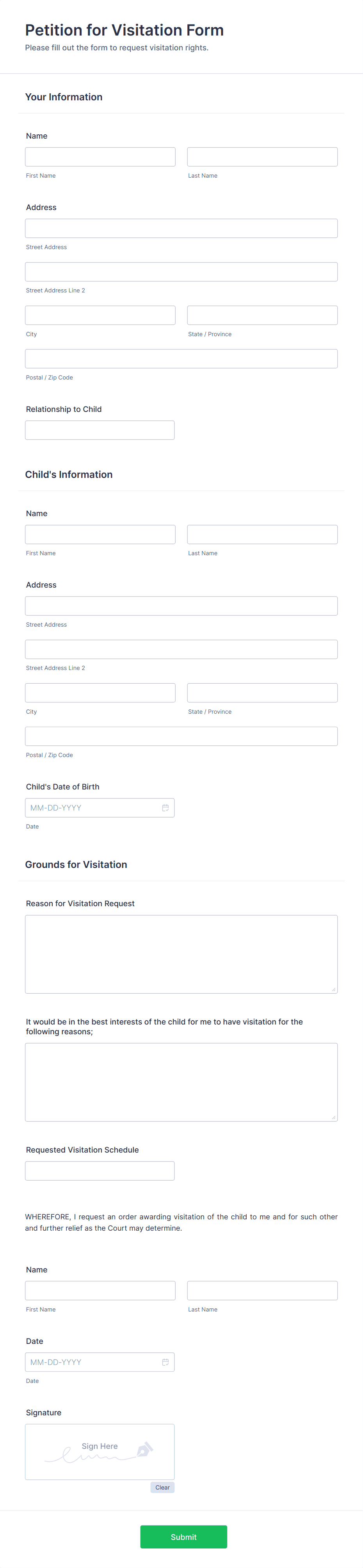 Petition for Visitation Form Template | Jotform