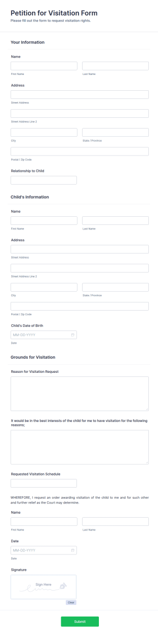 Petition For Visitation Form Template