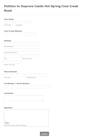 Petition Form For Road Improvement Form Template