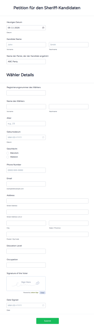 Petition Für Den Sheriff Kandidaten