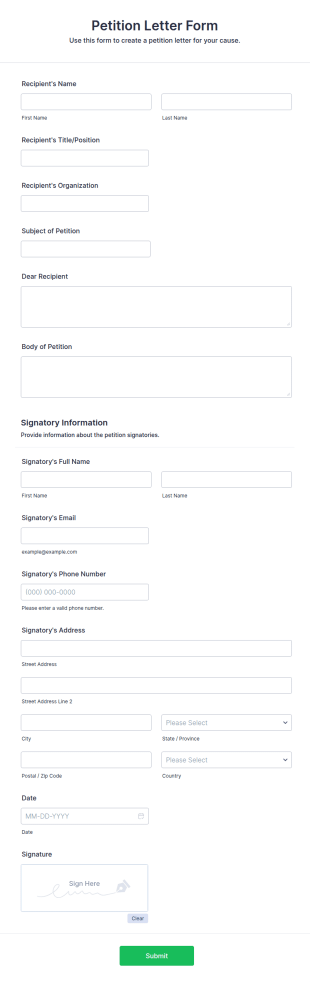 Petition Letter Form Template