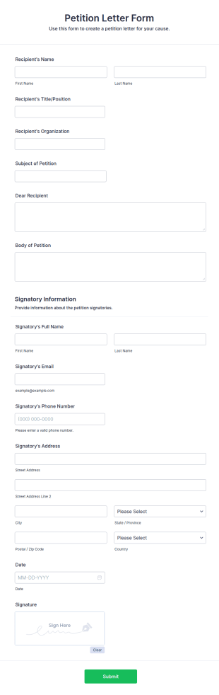Petition Letter Form Template