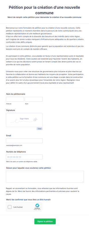 Pétition Pour La Création D'une Nouvelle Commune