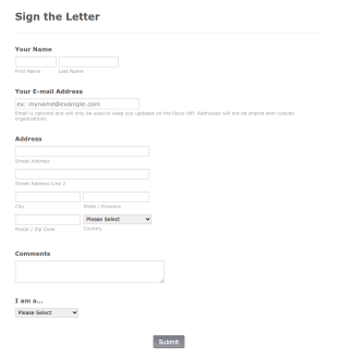 Petition Signup Form Template