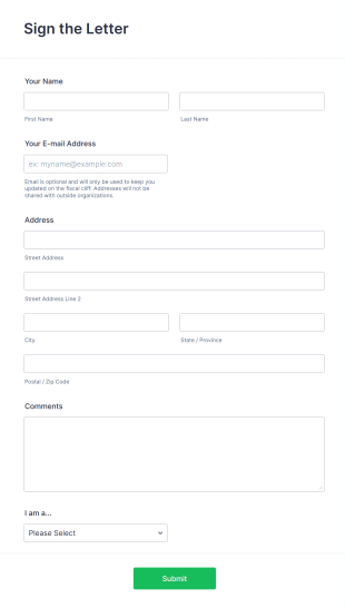 Petition Signup Form Template