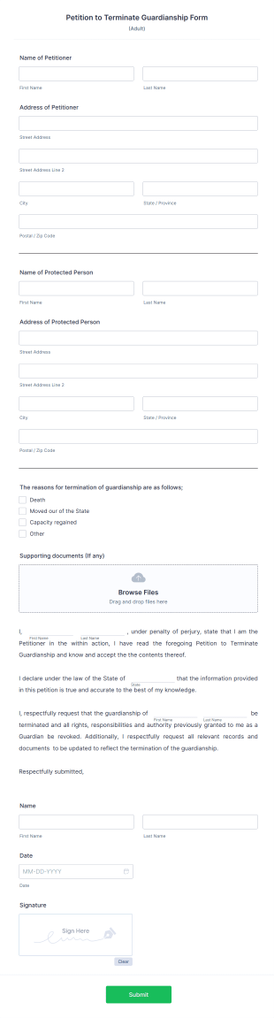 Petition To Terminate Guardianship Form Template