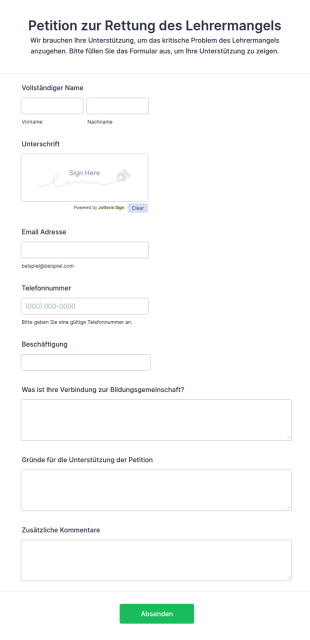 Petition Zur Rettung Des Lehrermangels