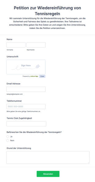 Petition Zur Wiedereinführung Von Tennisregeln