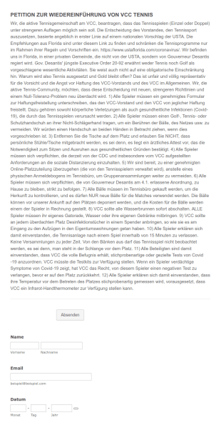 Petition Zur Wiedereinführung Von Vcc Tennis