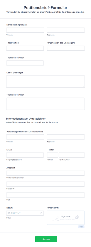 Petitionsbrief Formular