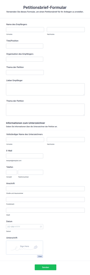 Petitionsbrief Formular