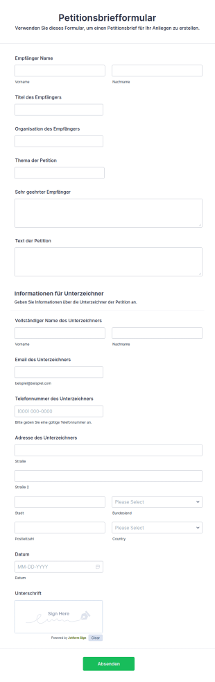 Petitionsbriefformular