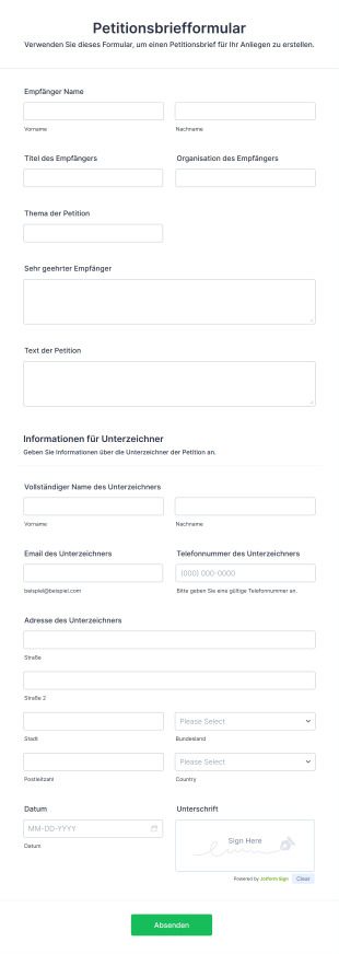 Petitionsbriefformular