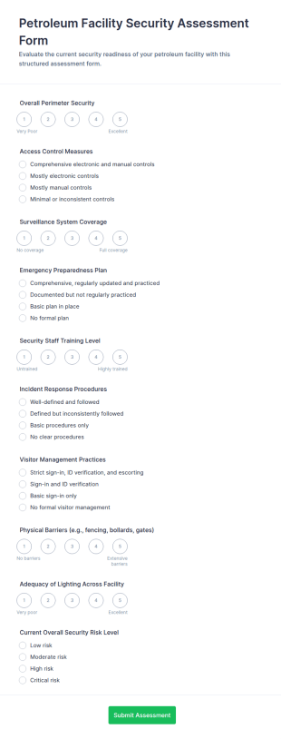 Petroleum Facility Security Assessment Form Template
