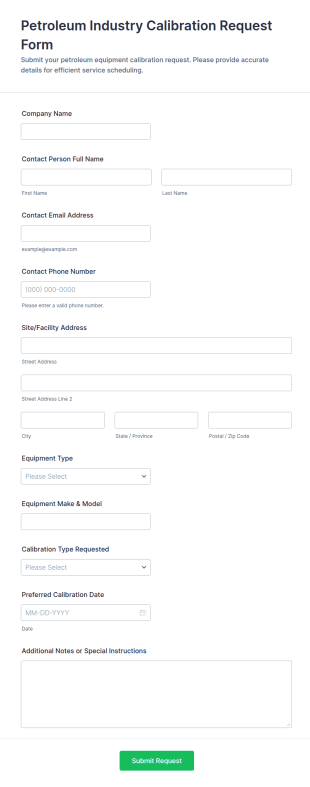 Petroleum Industry Calibration Request Form Template