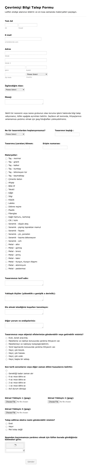 Peyzaj Bilgi Talep Form Template