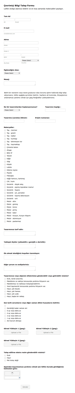 Peyzaj Bilgi Talep Form Şablonu