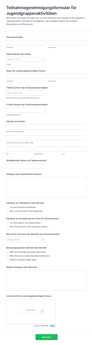 Pfadfinder Erlaubnisformular