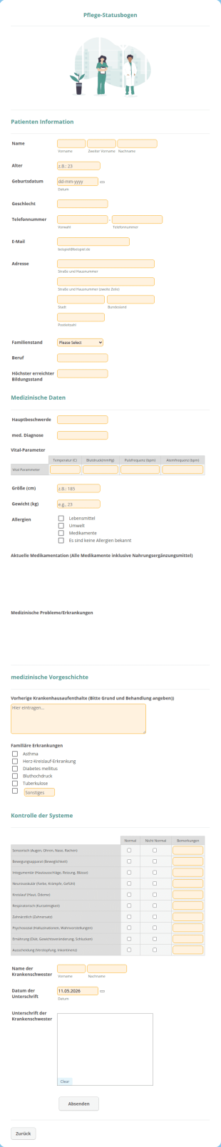 Pflege Statusbogen