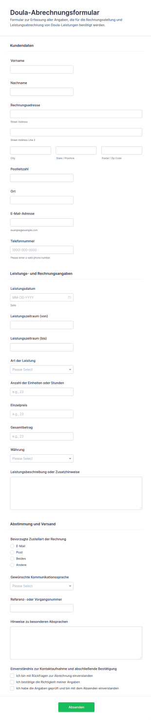 Pflegeabrechnungsformular