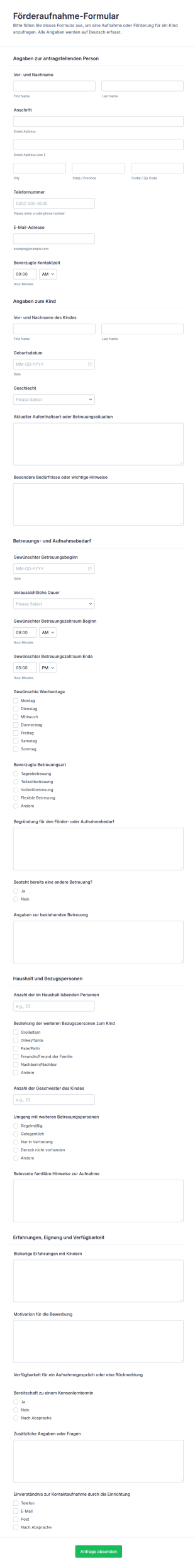 Pflegeantrag Formular