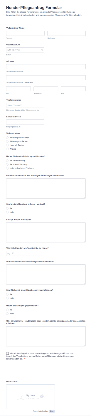 Pflegeantrag Für Hunde Formular 🐶