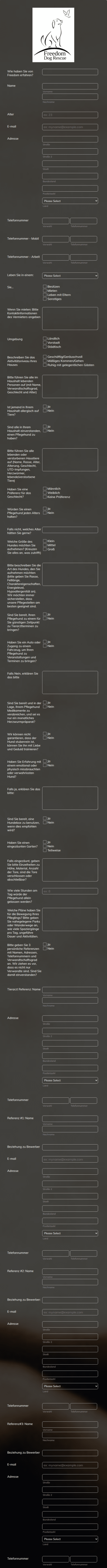 Pflegefamilie Bewerbungsformular