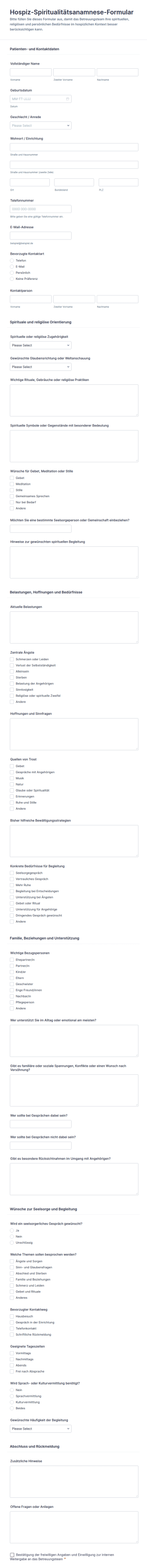 Pflegegeistliche Beurteilungsbogen