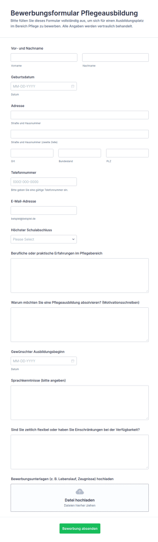 Pflegeprogramm Antragsformular
