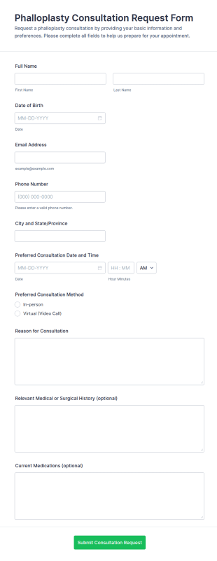 Phalloplasty Consultation Request Form Template