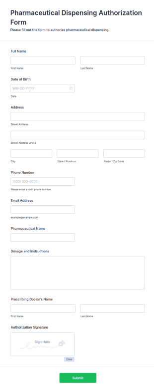 Pharmaceutical Dispensing Authorization Form Template