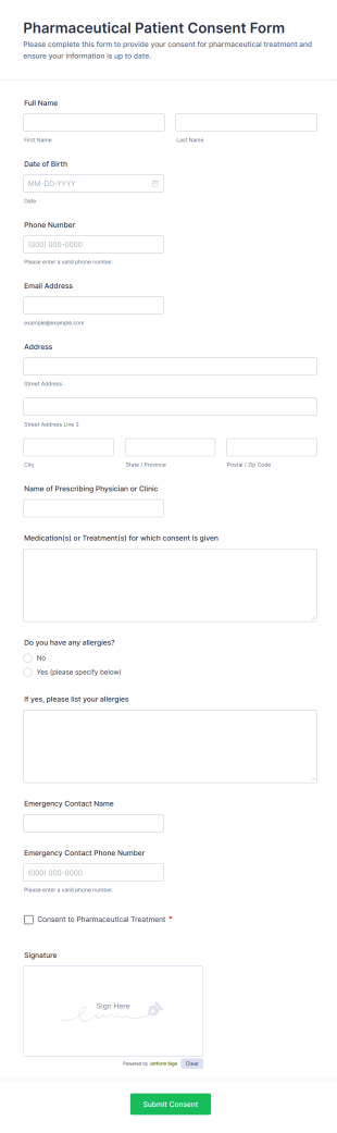 Pharmaceutical Patient Consent Form Template