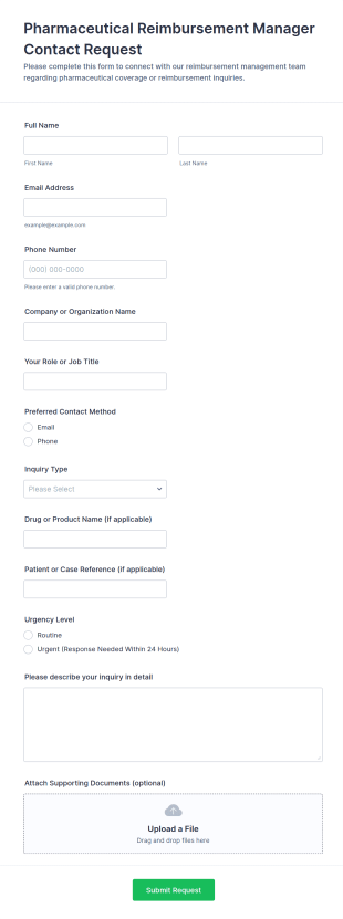 Pharmaceutical Reimbursement Manager Contact Request Form Template