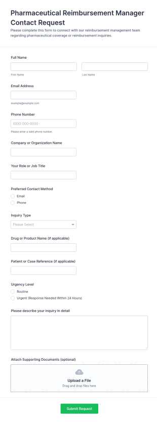 Pharmaceutical Reimbursement Manager Contact Request Form Template