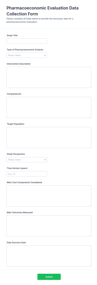 Pharmacoeconomic Evaluation Data Collection Form Template