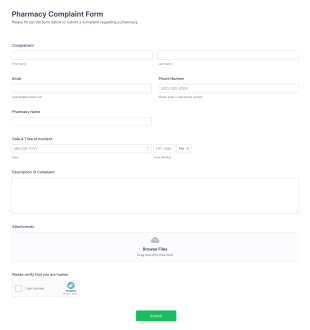 Pharmacy Complaint Form Template