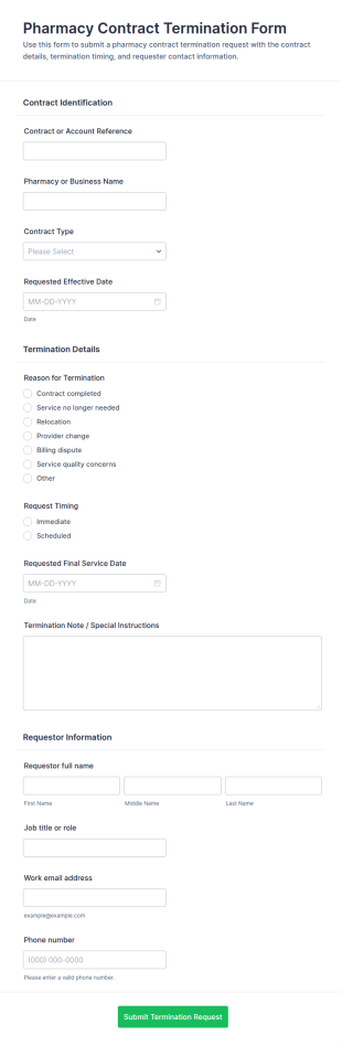 Pharmacy Contract Termination Form Template