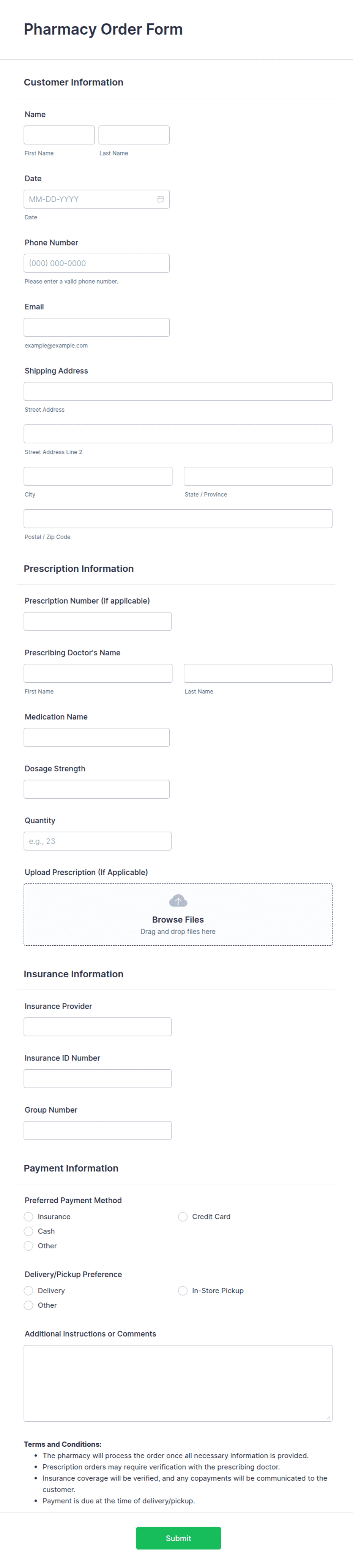 Curscript Order Form Pharmacy Order Form Template | Jotform