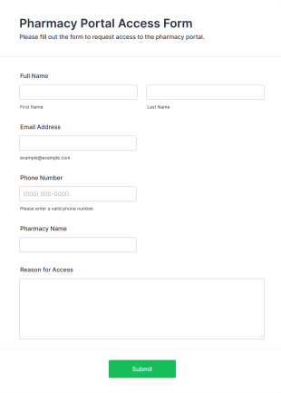 Pharmacy Portal Access Form Form Template