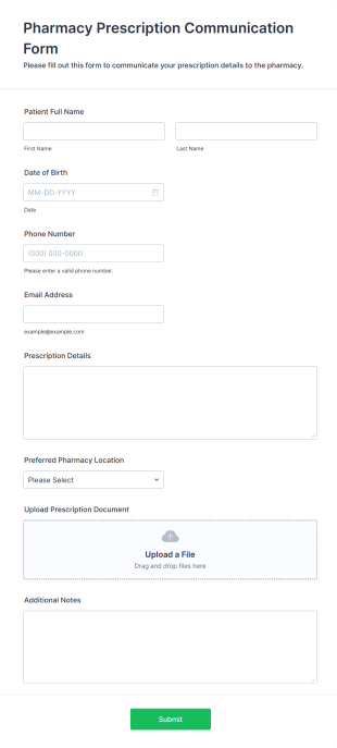 Pharmacy Prescription Communication Form Form Template