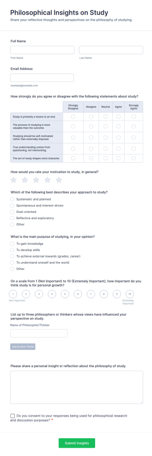 Philosophical Insights On Study Form Template